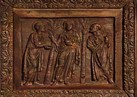 Christ breaking bread at Emmaus. 