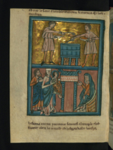 Hannah Brings Samuel to the Temple, bottom scene. William, de Brailes, active 13th century
