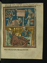 Hannah Prays in the Temple and Hannah gives birth to Samuel. William, de Brailes, active 13th century