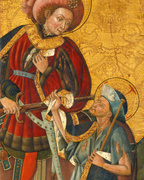 Saint Martin Sharing his Cloak (detail). Grañén, Blasco de, active 1422-1459