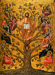 Eastern Orthodox icon of Jesus Christ as the True Vine. 