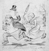Susan B. Anthony chasing Grover Cleveland. Bartholomew, Charles Lewis, 1869-1949