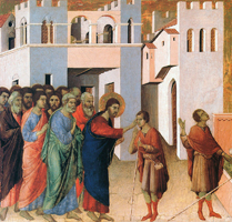Healing of the Man Born Blind. Duccio, di Buoninsegna, -1319?