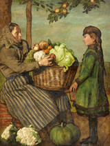 Grandmother and Granddaughter with a Vegetable Basket. Thoma, Hans, 1839-1924