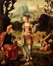 Ruth and Naomi in Boaz' fields. Heemskerk, Martin van, 1498-1574