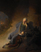 Jeremiah lamenting the destruction of Jerusalem.
 Rembrandt Harmenszoon van Rijn, 1606-1669

Click to enter image viewer

Use the Save buttons below to save any of the available image sizes to your computer.
