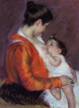 Louise Nursing Her Child. Cassatt, Mary, 1844-1926