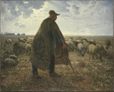 Shepherd Tending His Flock. Millet, Jean François, 1814-1875