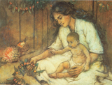 Hawaiian Mother and Child. Bartlett, Charles W., 1860-1940