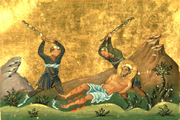 Killing of Onesimus, slave and then Bishop of Byzantium. 