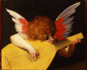 Small angel playing (detail from Madonna of Spedalingo). Fiorentino, Rosso, 1494-1540