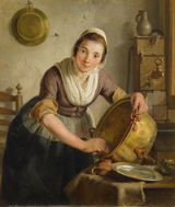 Woman Scrubbing a Kettle. De Lelie, Adriaan, 1755-1820