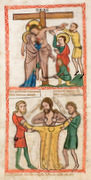 Joseph stripped of his coat with the Deposition of Christ. Anonymous