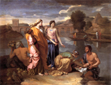 Moses Rescued from the Waters. Poussin, Nicolas, 1594?-1665