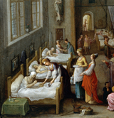 Elizabeth of Hungary Visiting a Hospital. Elsheimer, Adam, 1578-1610