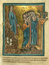Israelites Worship the Golden Calf and Moses Breaks the Tablets. William, de Brailes, active 13th century