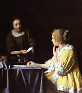 Lady with Her Maidservant Holding a Letter. Vermeer, Johannes, 1632-1675