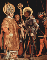 Meeting of St Erasm and St Maurice. Grünewald, Matthias, active 16th century