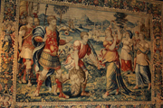 Tapestry of David slaying Goliath. 