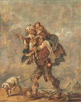 Wretched are the Legs That Must Bear the Burden of Poverty. Van de Venne, Adriaen Pietersz, 1589-1662