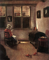 Reading Woman. Elinga, Pieter Janssens, 1623-1682