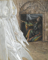Mary Magdalene Questions the Angels in the Tomb. Tissot, James, 1836-1902