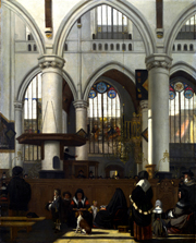 Interior of the Oude Kerk, Amsterdam, during a Sermon. Witte, Emanuel de, 1617-1692