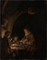 Old Woman Cutting Bread. Dou, Gerrit, 1613-1675